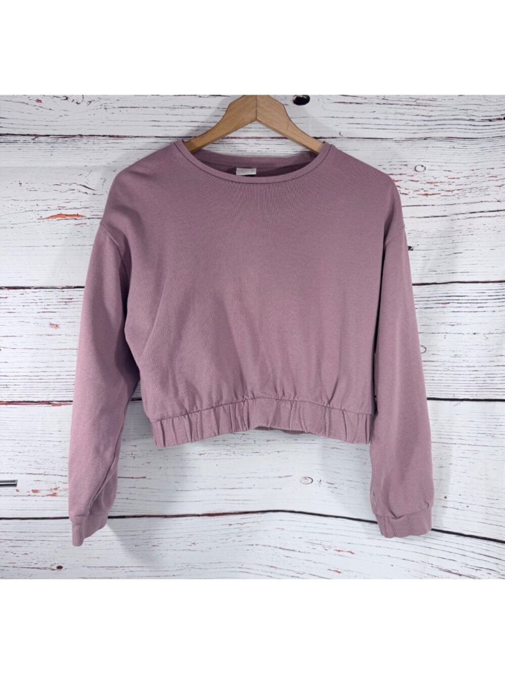 Zara Girls Cropped Lavender Sweatshirt With Ribbed Hem & Cuffs - Size 13-14